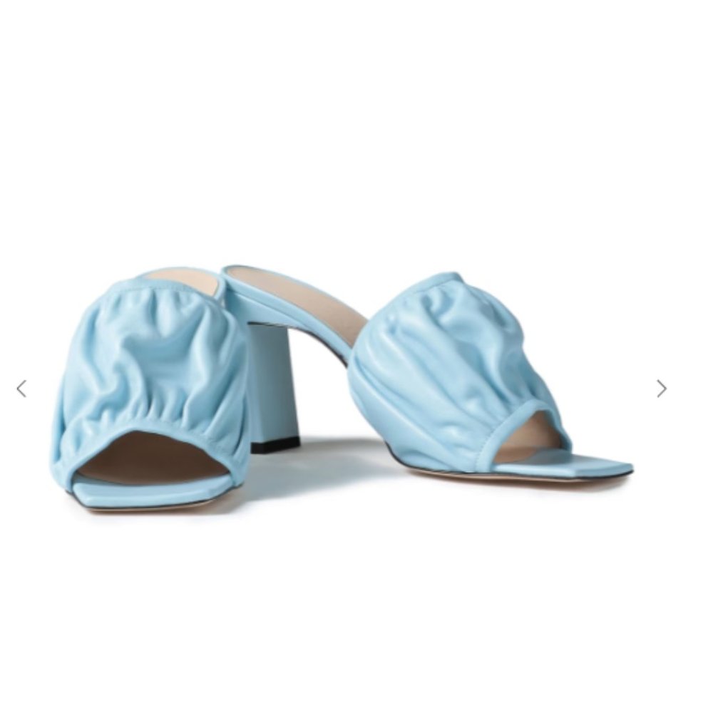 Wandler Ava Mule Lambskin Leather Sky Blue Shoes Heels Italy 38/ 8B - Picture 2 of 13